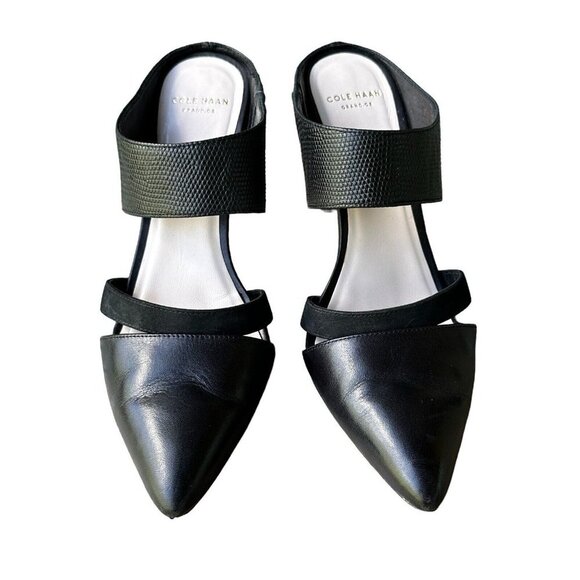 Cole Haan Lexington Pump Heels Stiletto‎ Black Leather Women's Shoes Size 7B - Picture 1 of 10